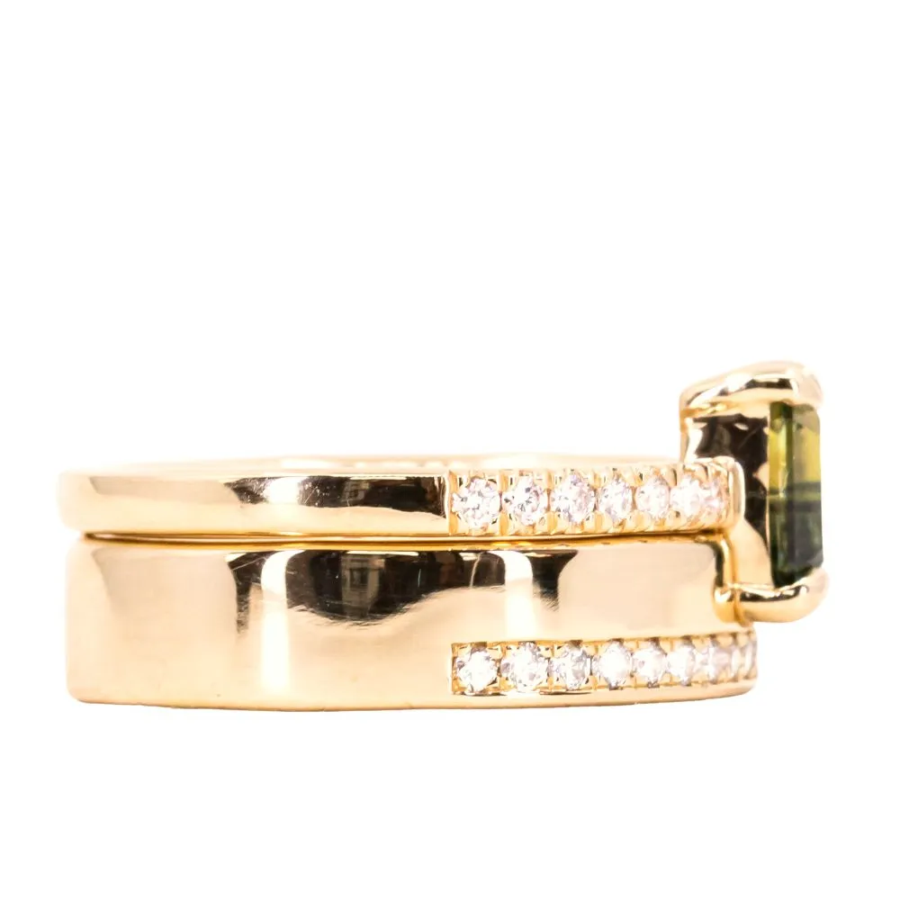 1.25ct Emerald Cut  Parti Sapphire Solitaire and Wedding Band Set in 14k Yellow Gold