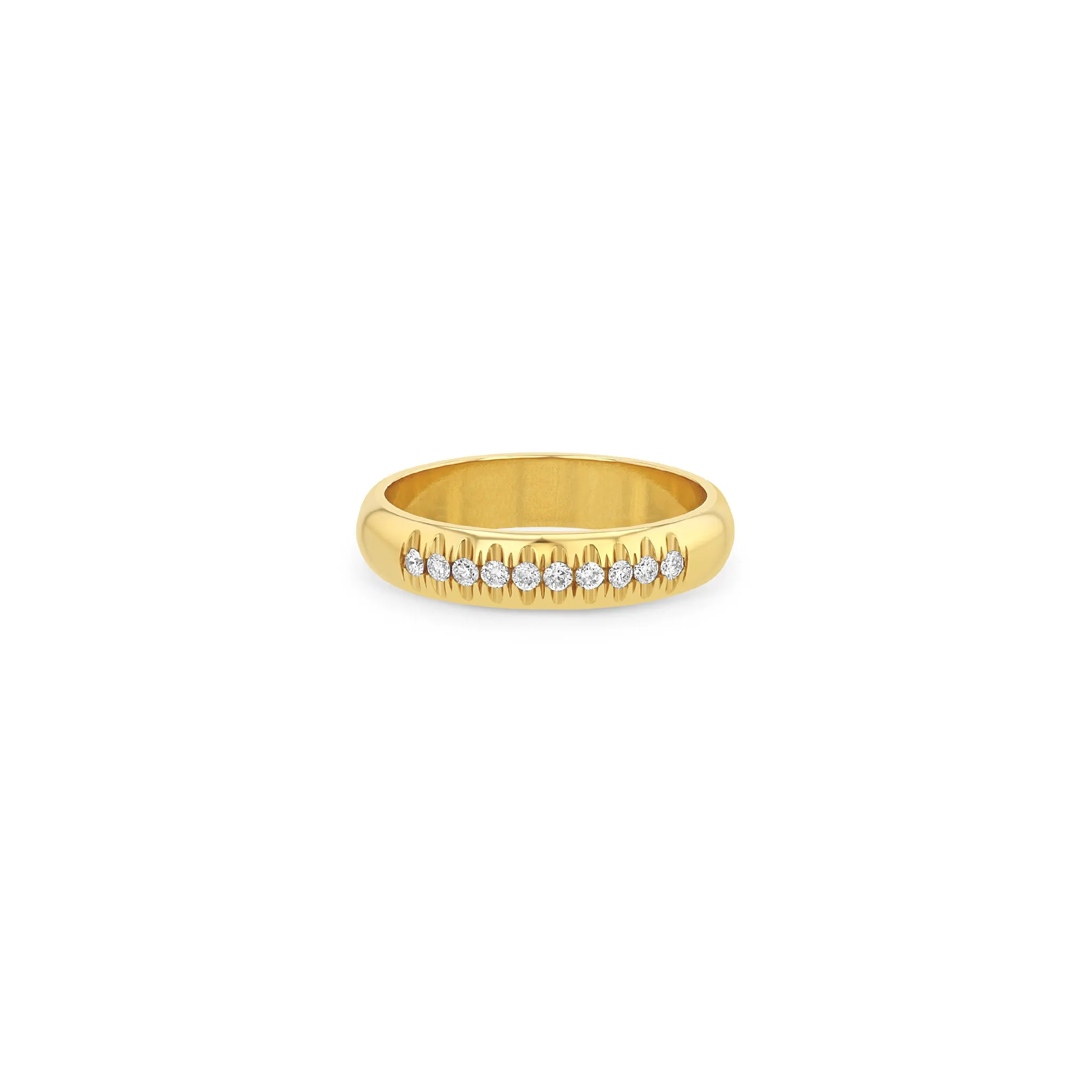 14k 10 French Set Diamond Half Round Ring