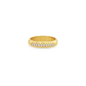 14k 10 French Set Diamond Half Round Ring