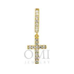 14K GOLD DIAMOND DANGLING CROSS EARRINGS 0.65 CTW