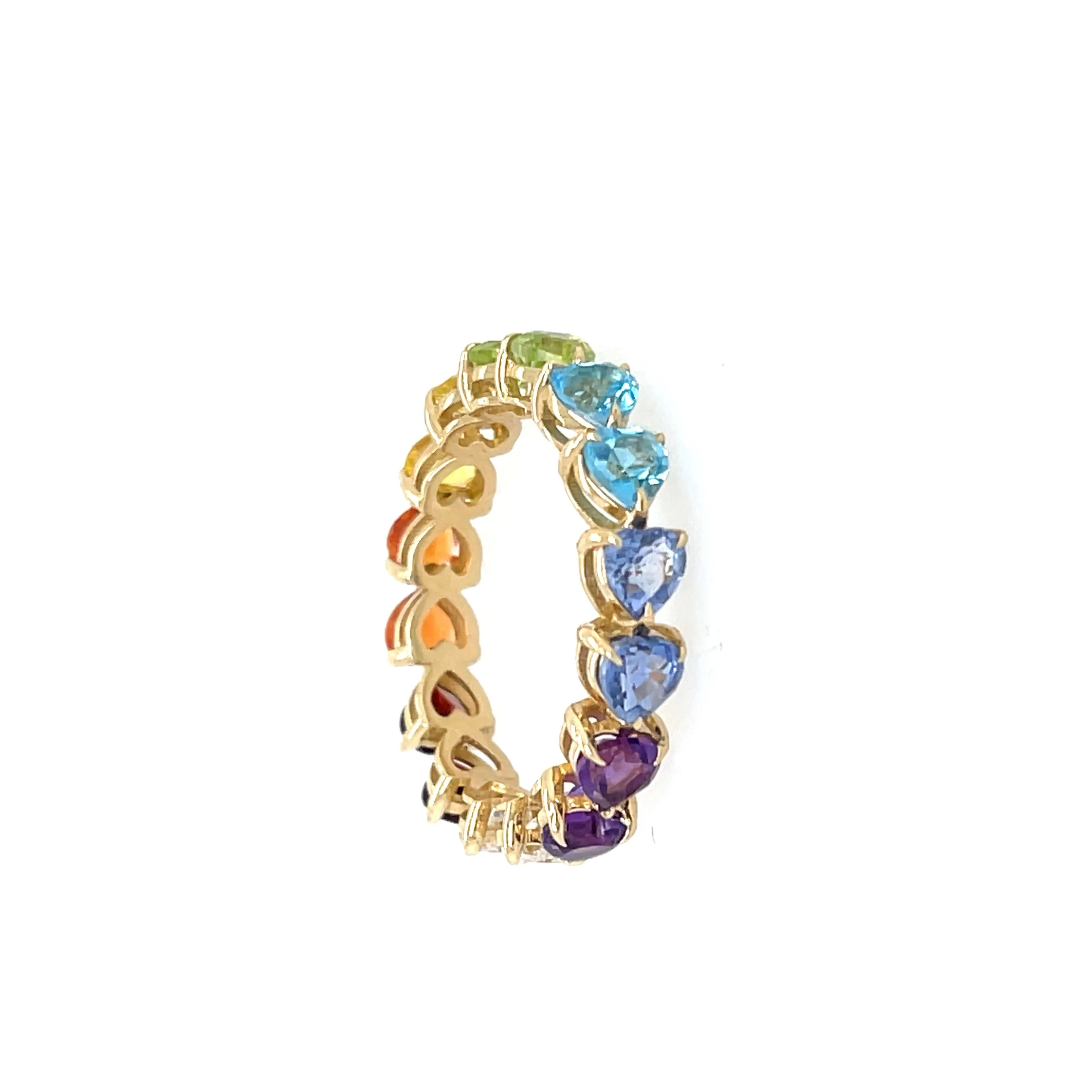 14k gold diamond double rainbow ring