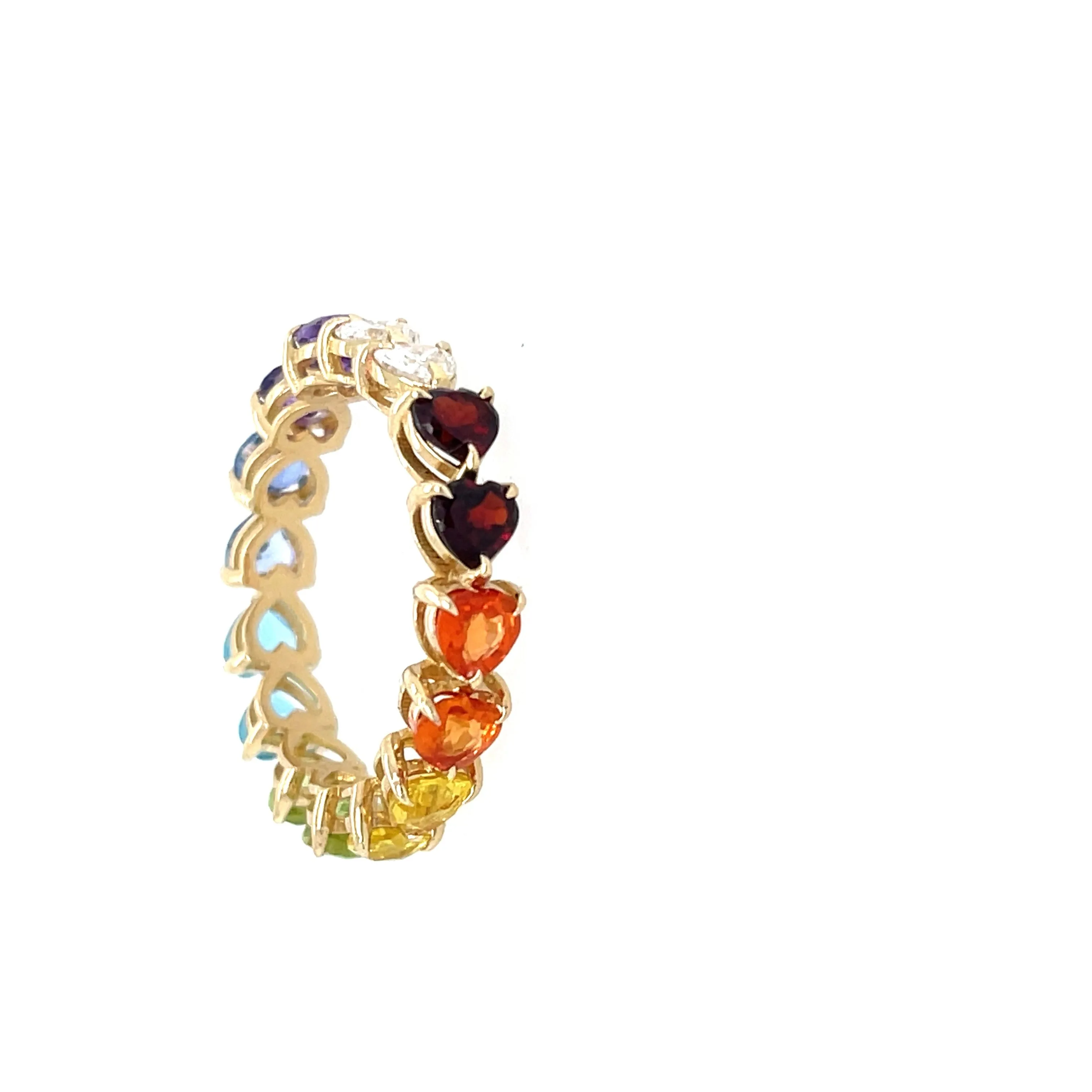 14k gold diamond double rainbow ring