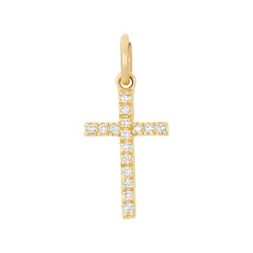 14k Yellow Gold Diamond Cross Necklace Charm