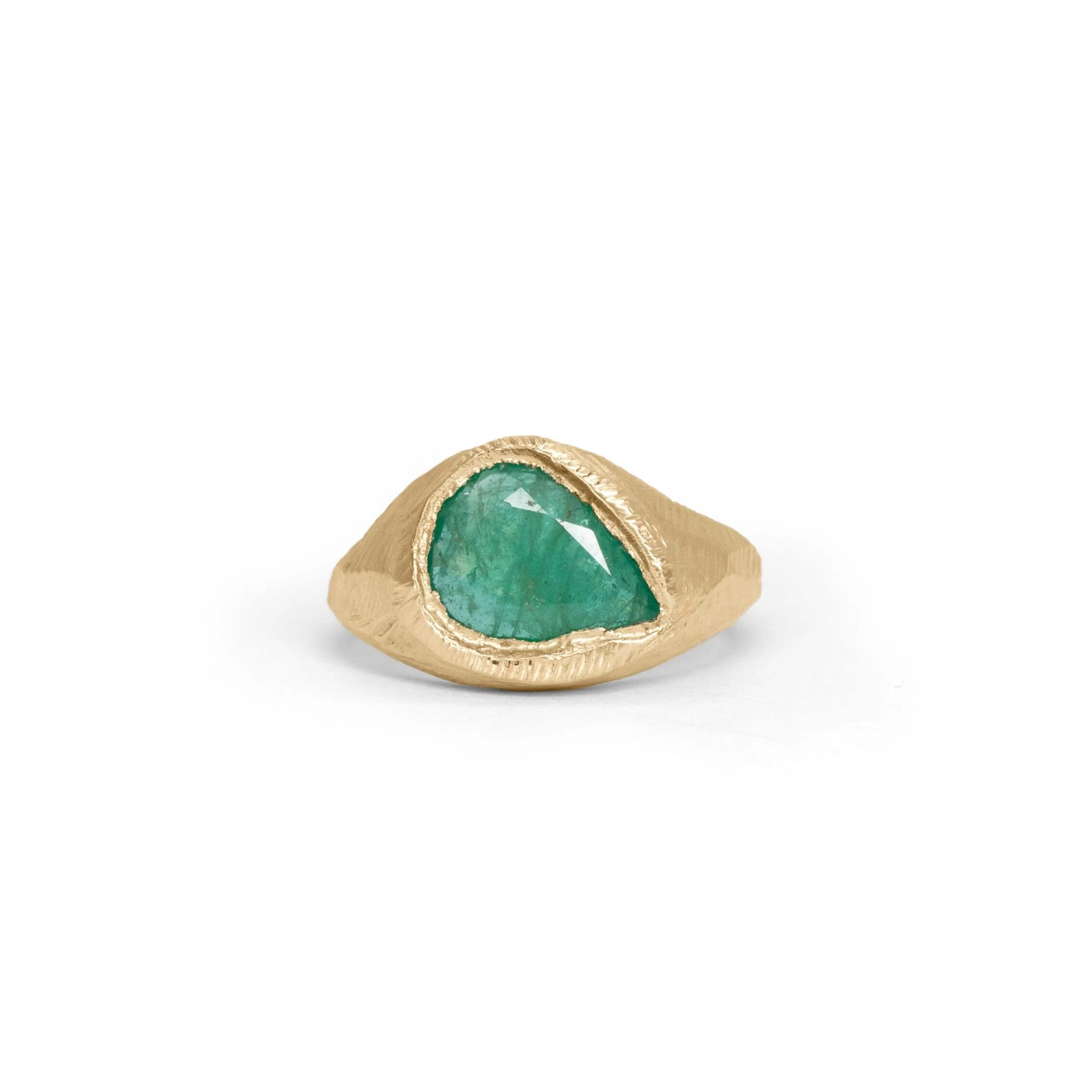 18K Signet Ring in Emerald