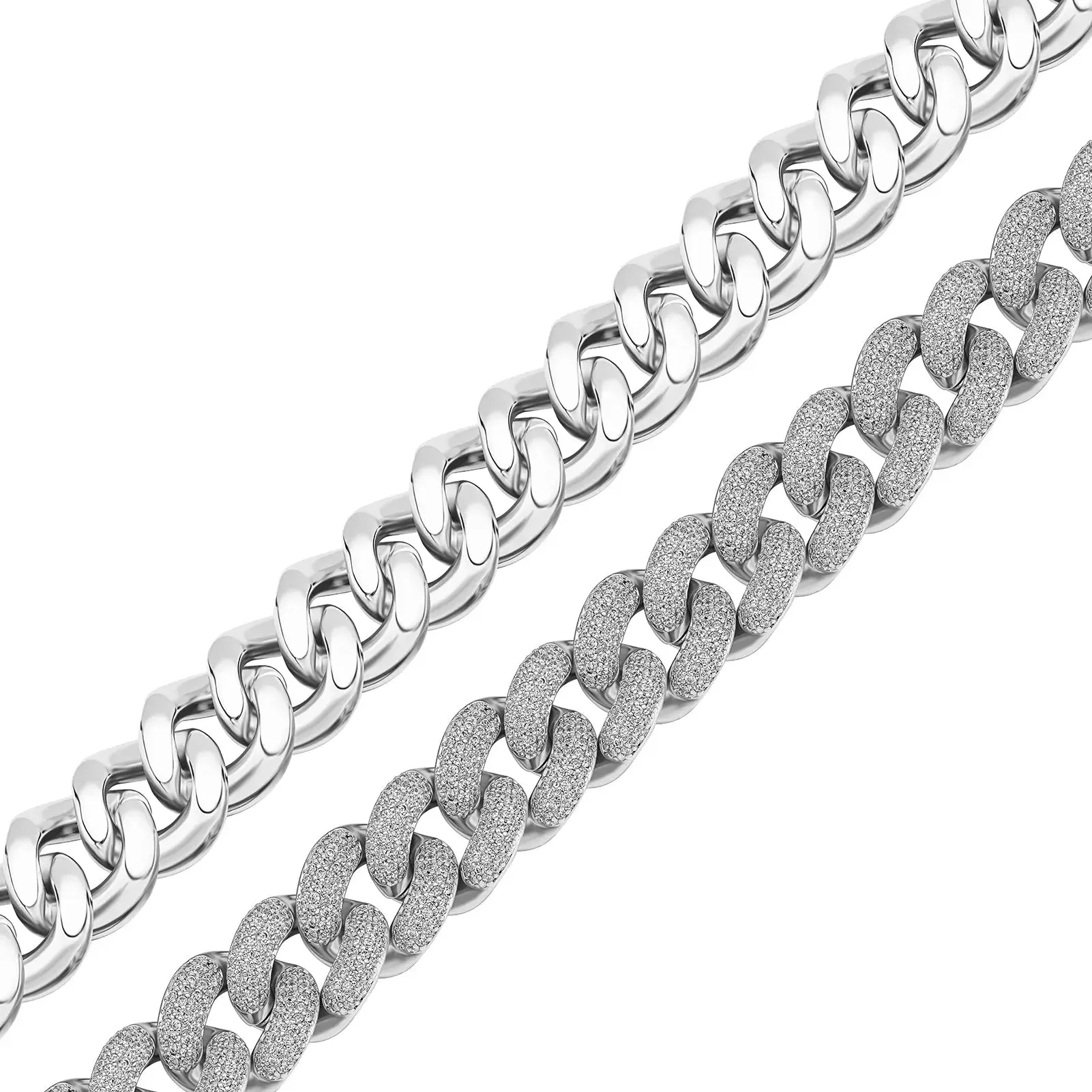 20mm Iced Cuban Link Chain in White Gold