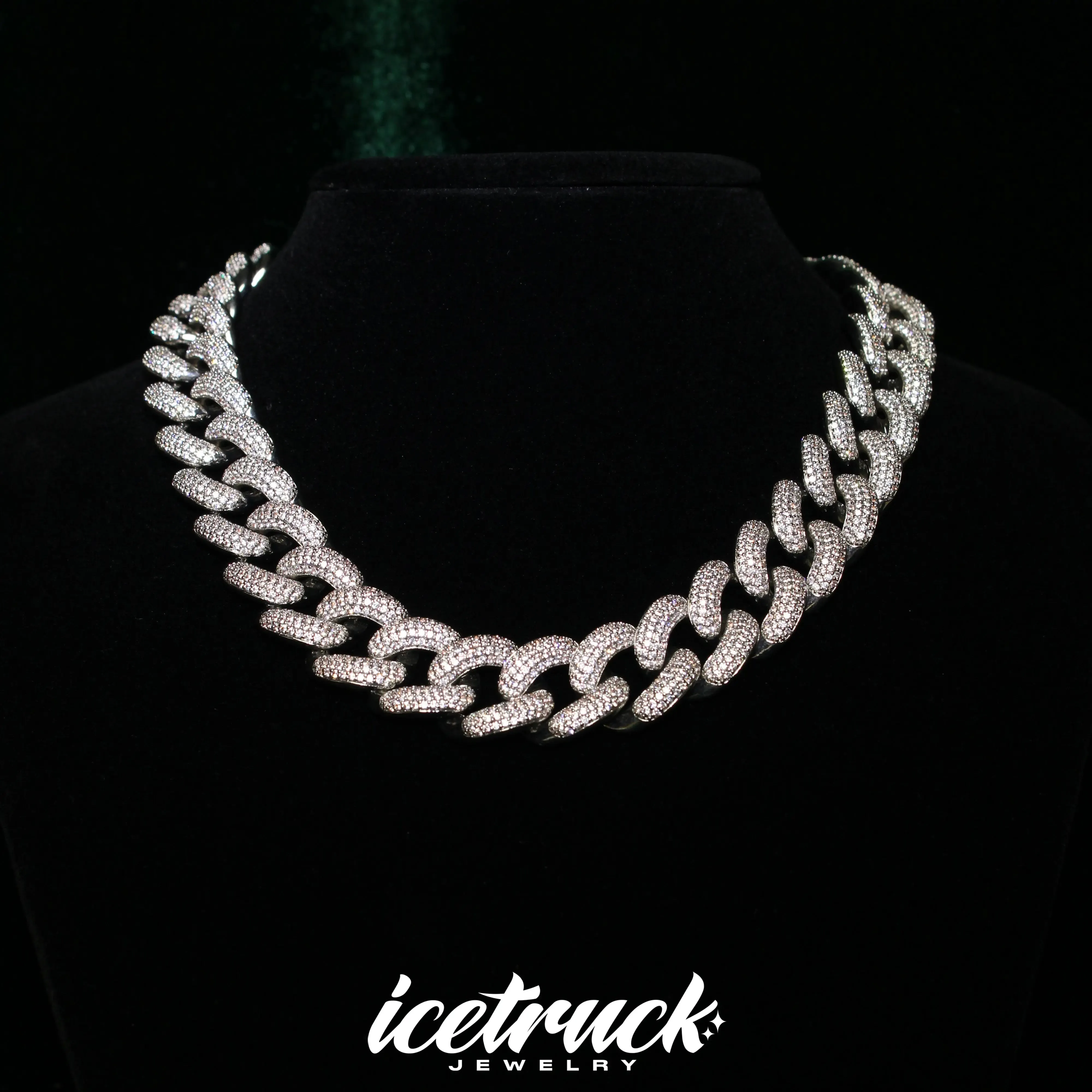 20mm Iced Cuban Link Chain in White Gold