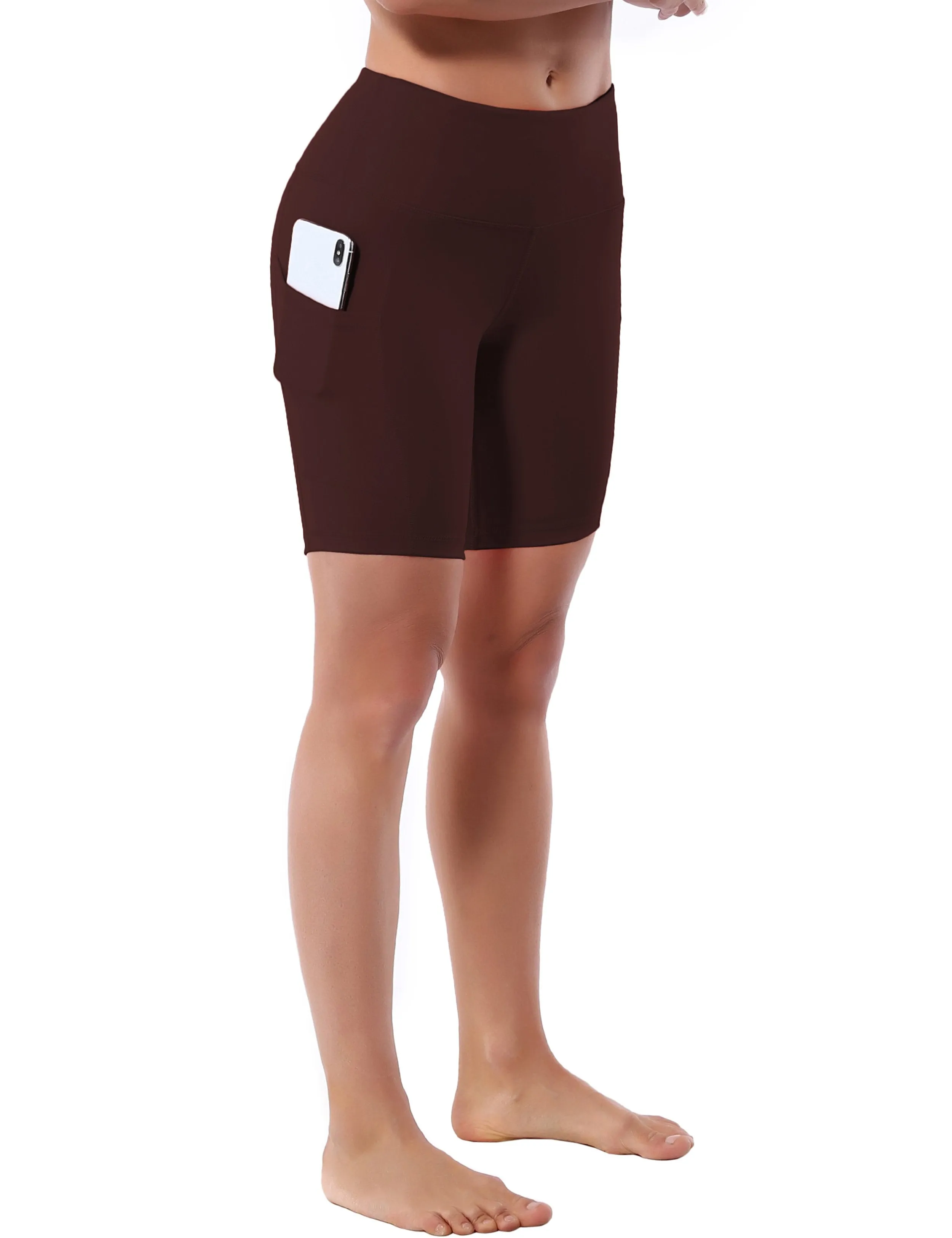 8" Side Pockets Yoga Shorts mahoganymaroon ins