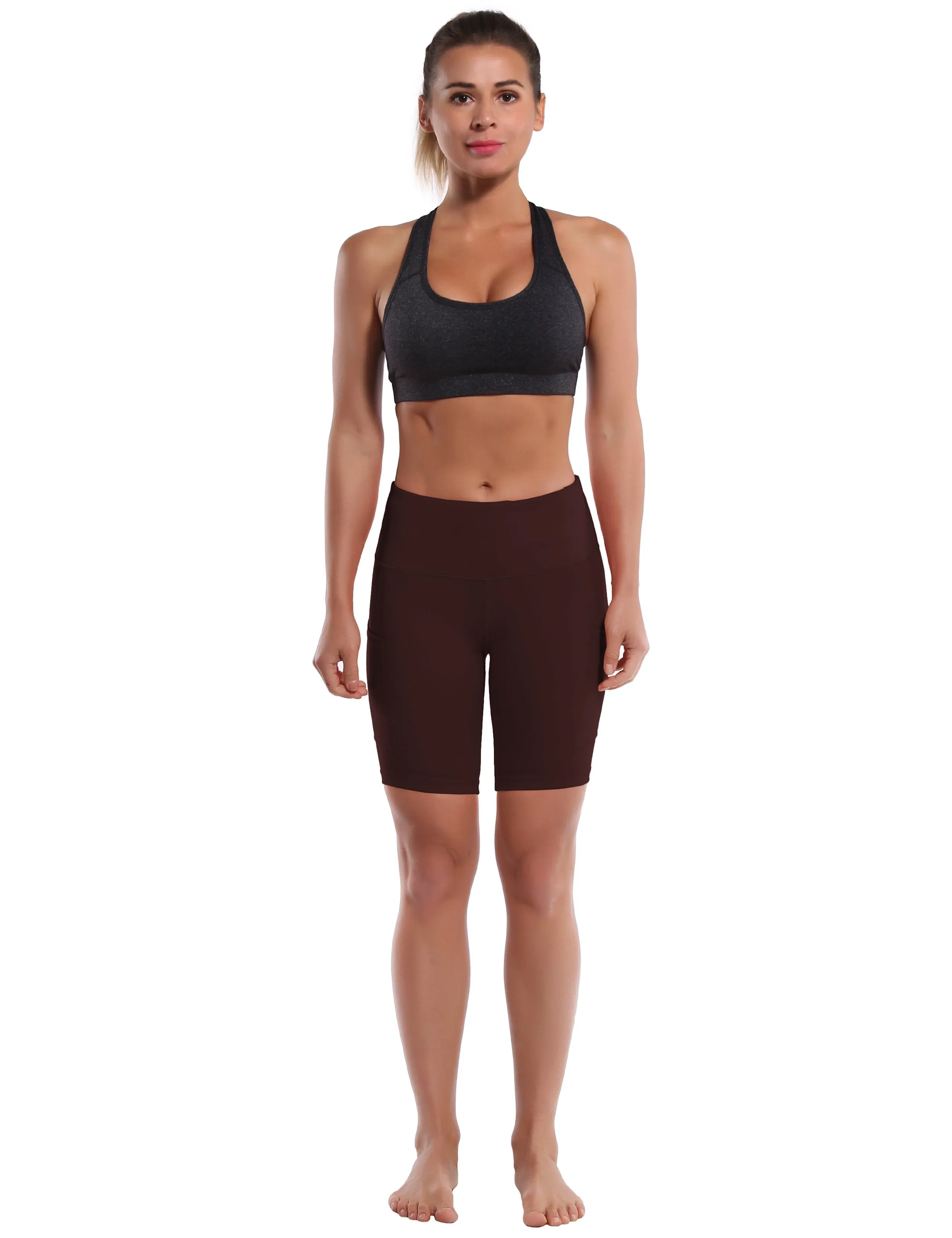 8" Side Pockets Yoga Shorts mahoganymaroon ins