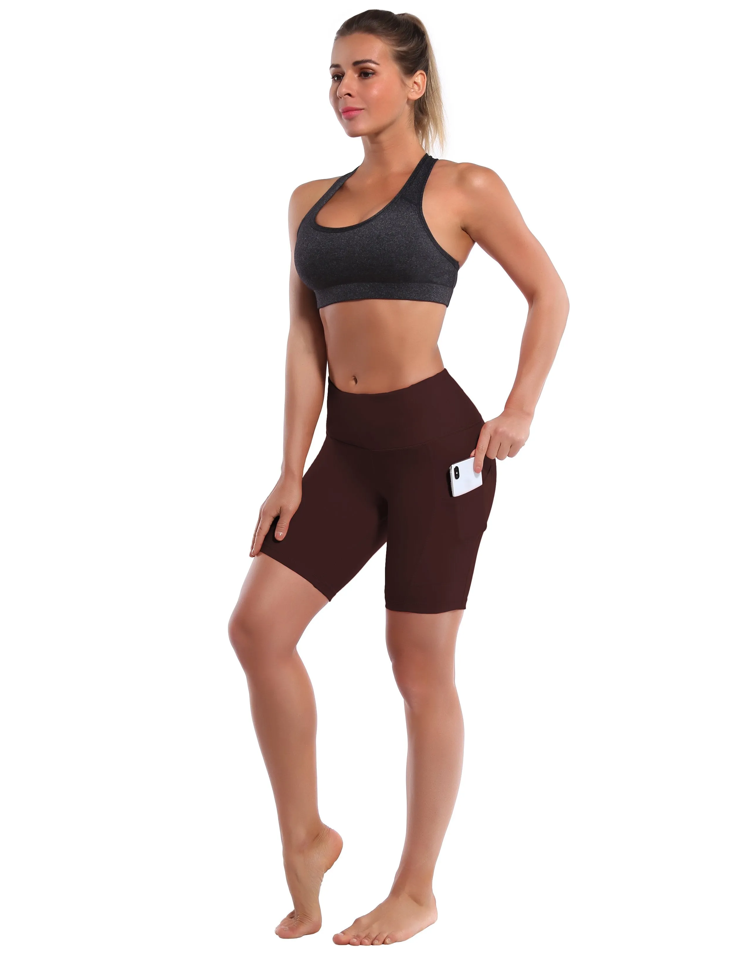 8" Side Pockets Yoga Shorts mahoganymaroon ins