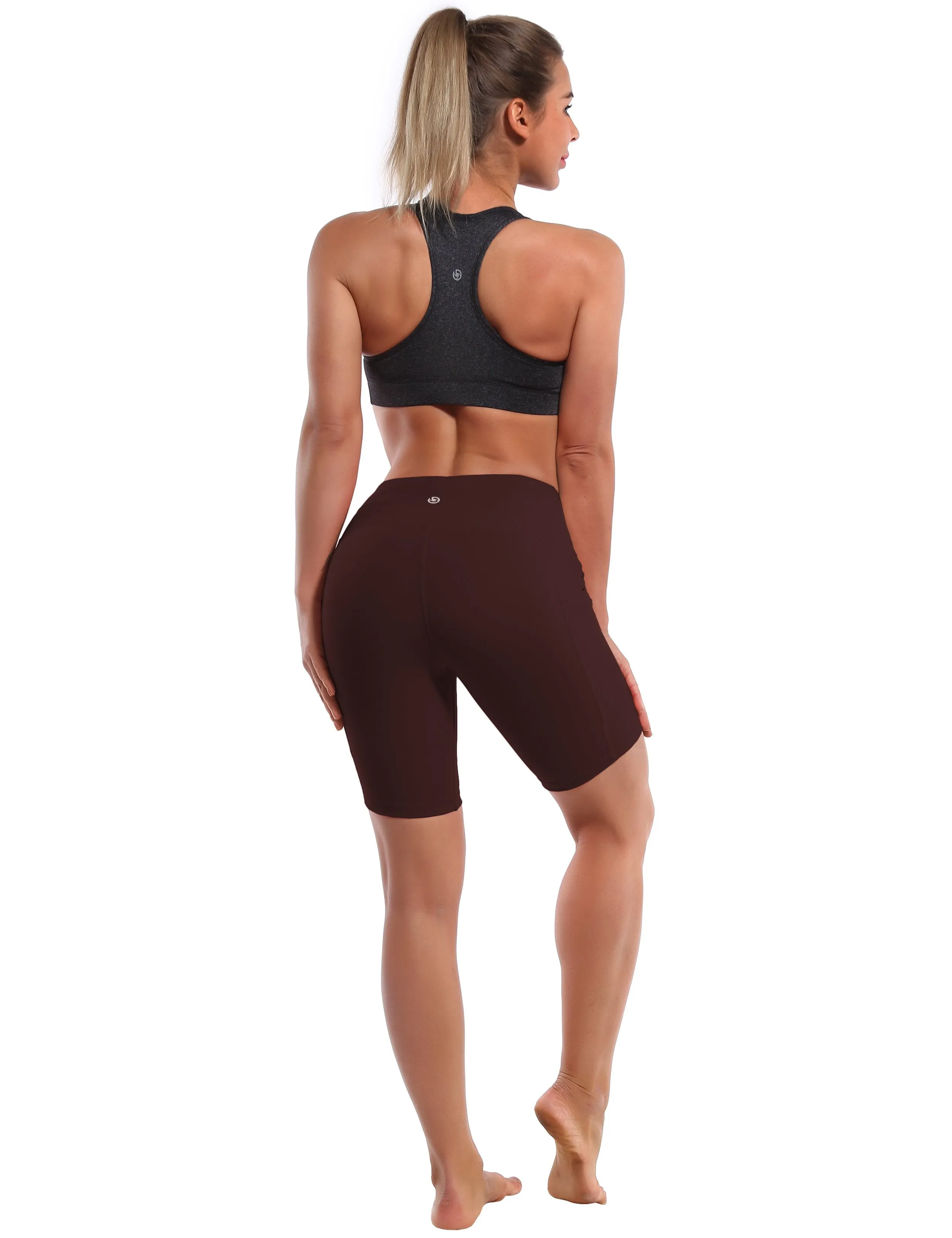 8" Side Pockets Yoga Shorts mahoganymaroon ins