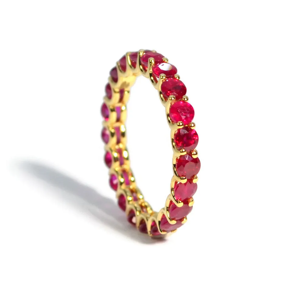 A & Furst - France - Eternity Band Ring with Rubies, 18k Yellow Gold