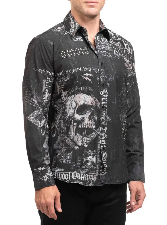 Affliction Men's Brentwood Long Sleeve Woven Shirt - Black