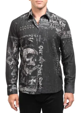 Affliction Men's Brentwood Long Sleeve Woven Shirt - Black