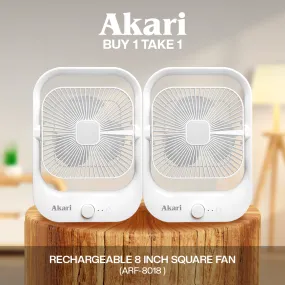 Akari B1T1 : 8 Rechargeable Square Fan with LED Light (ARF-8018)