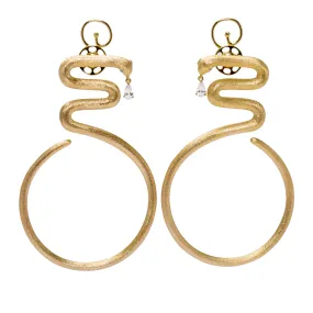 AMMANII The First Queen Large Snake Hoop Earrings in Vermeil Gold