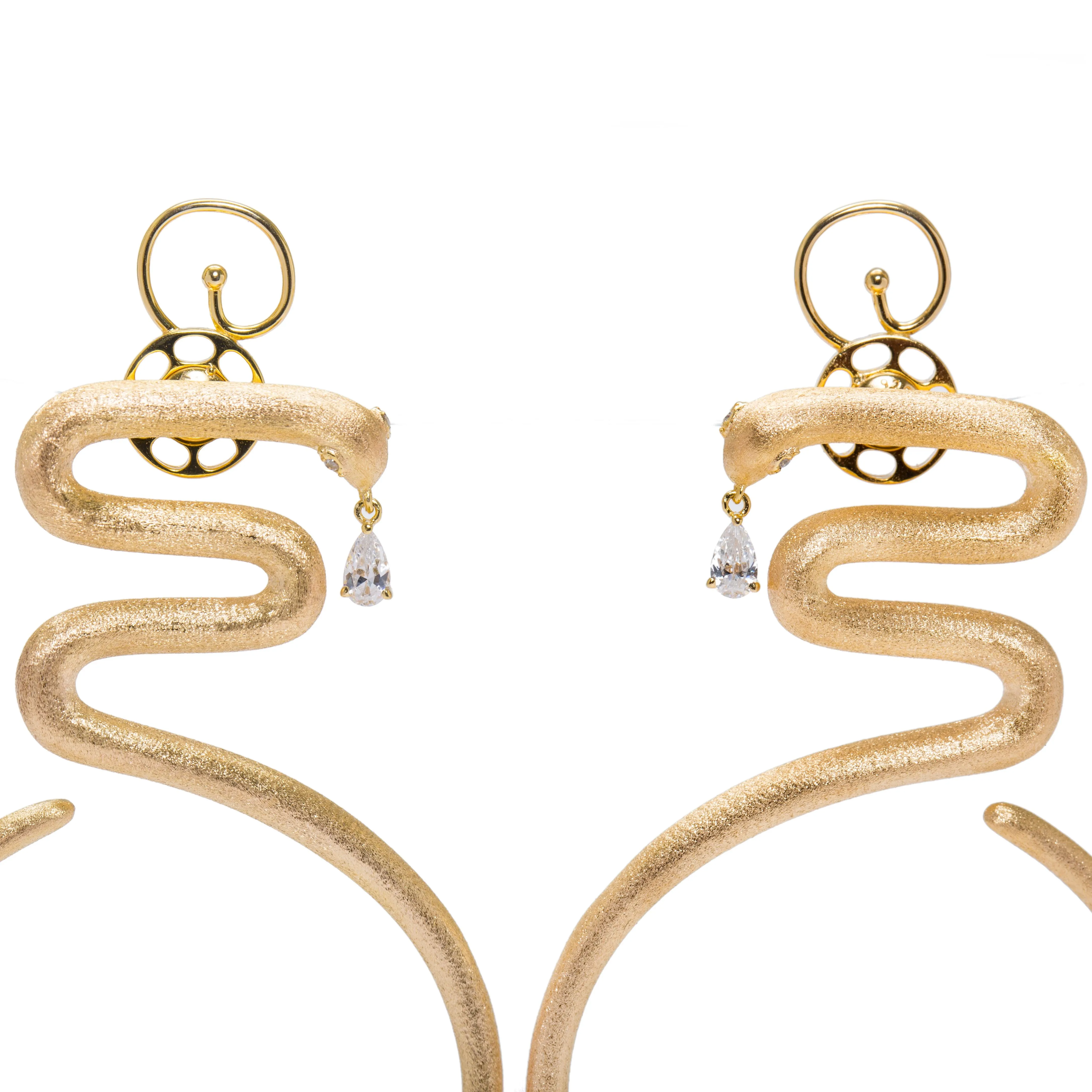 AMMANII The First Queen Large Snake Hoop Earrings in Vermeil Gold