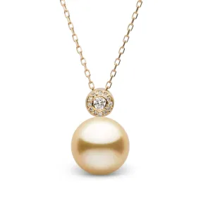 Aura Collection Golden 10.0-11.0 mm South Sea Pearl and Diamond Pendant