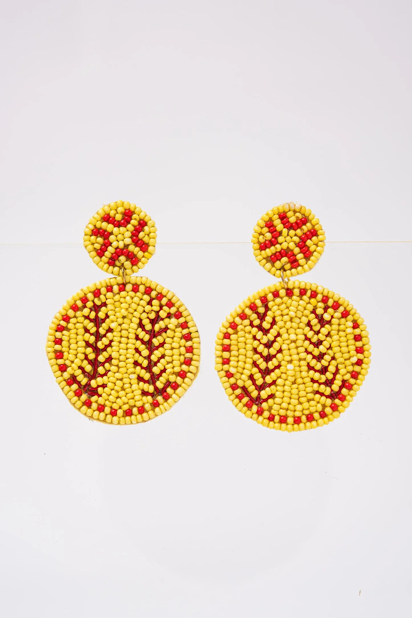 Baseball Game Day Dangle Earrings - Yellow