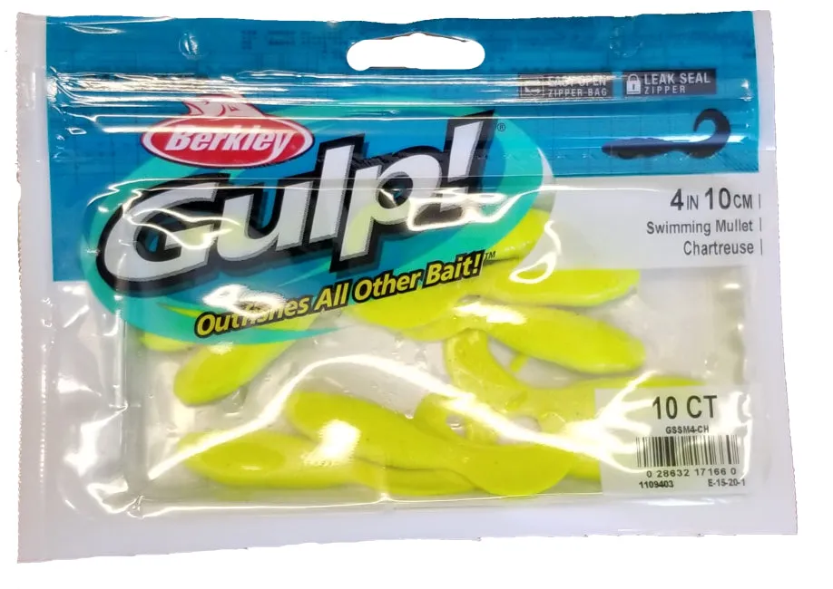 Berkley Gulp! Swimming Mullet Chartreuse 4 10pk