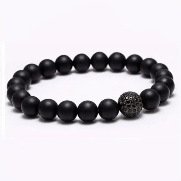 Black Matte Natural Stone Bracelet