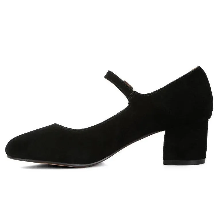 Dallin Suede Block Heel Mary Janes