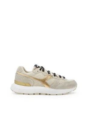 Diadora Women Kmaro 42 Metal Wax Trainers Seedpearl / Oyster Gray