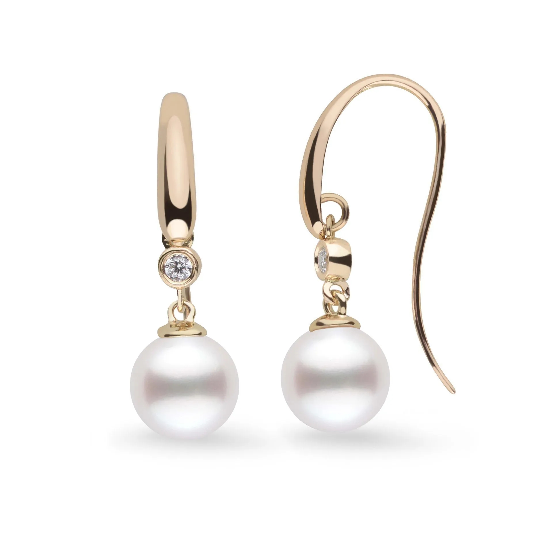 Diamond Cascade Collection 9.0-10.0 mm White South Sea Pearl Earrings