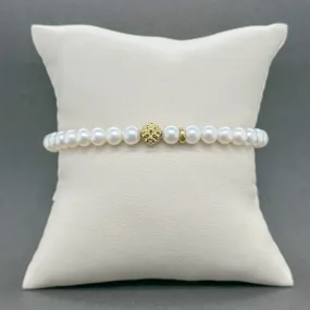 Estate Lagos 18K Y Gold Pearl Station Bead Bracelet