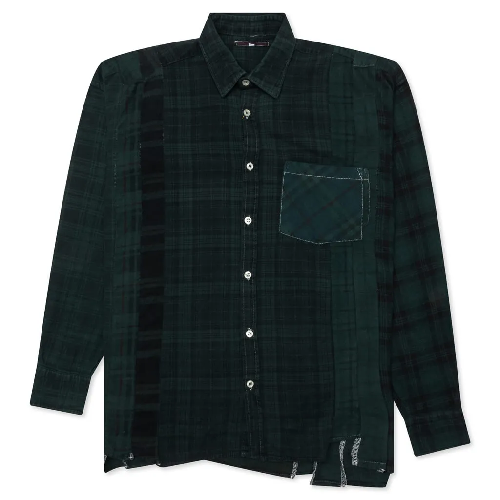 Flannel Shirt 7 Cuts Shirt Over Dye - Green