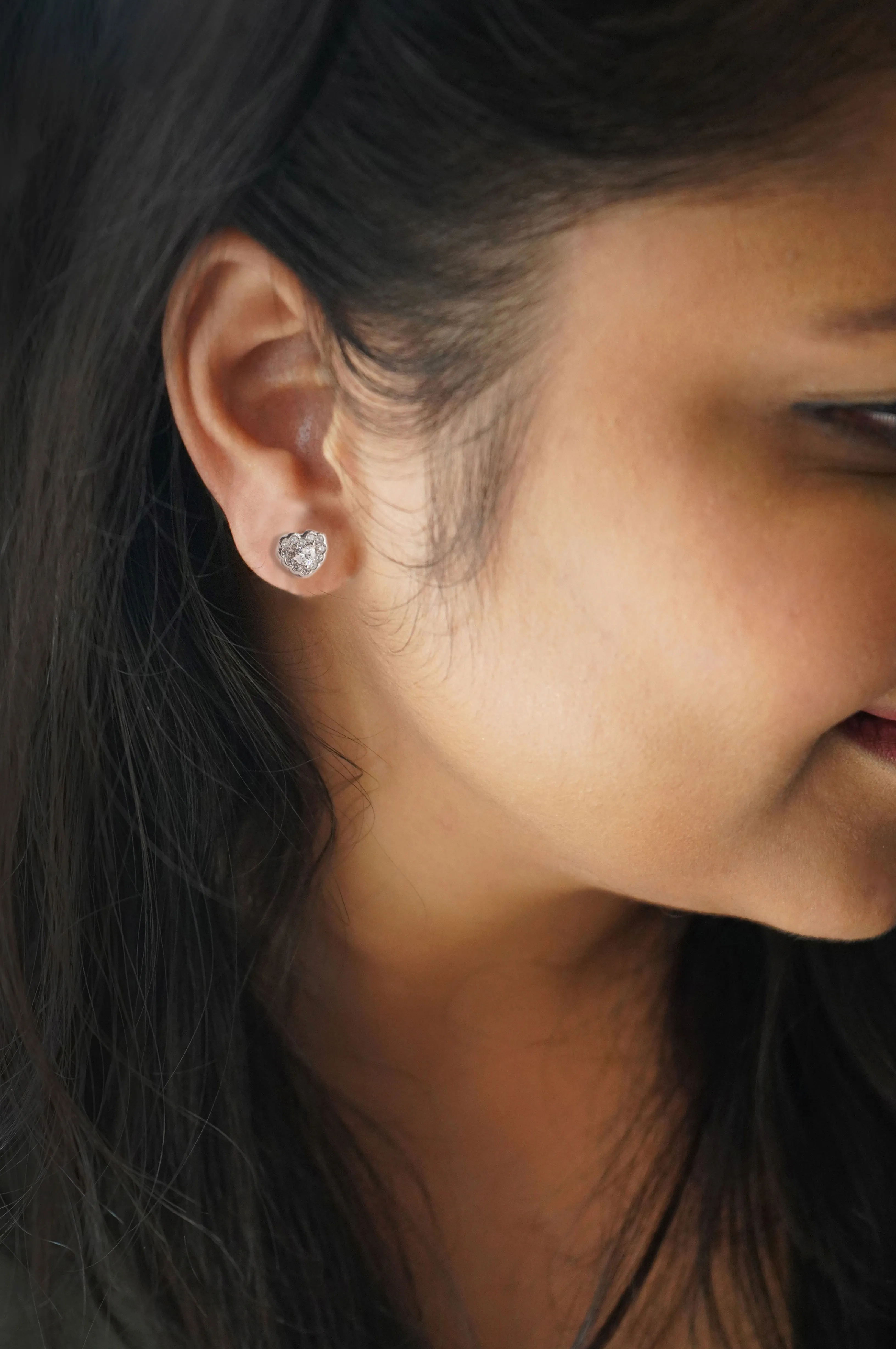 Fun And Frill Heart Sterling Silver Stud Earrings