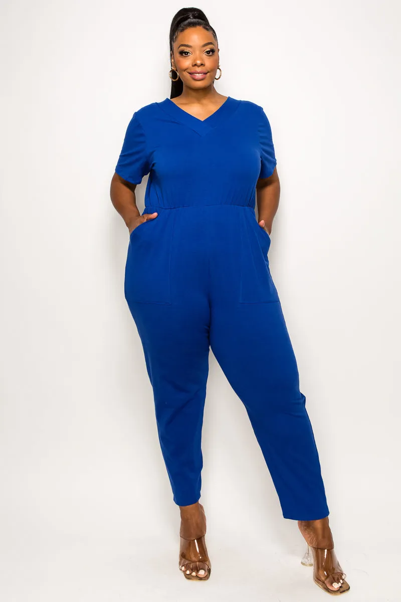 Gineva V Neck Pocket Jumpsuit