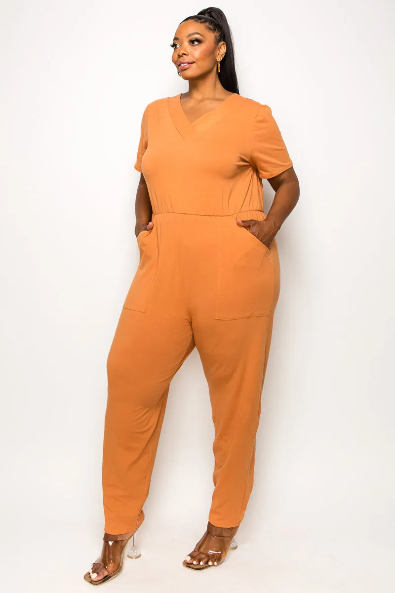 Gineva V Neck Pocket Jumpsuit