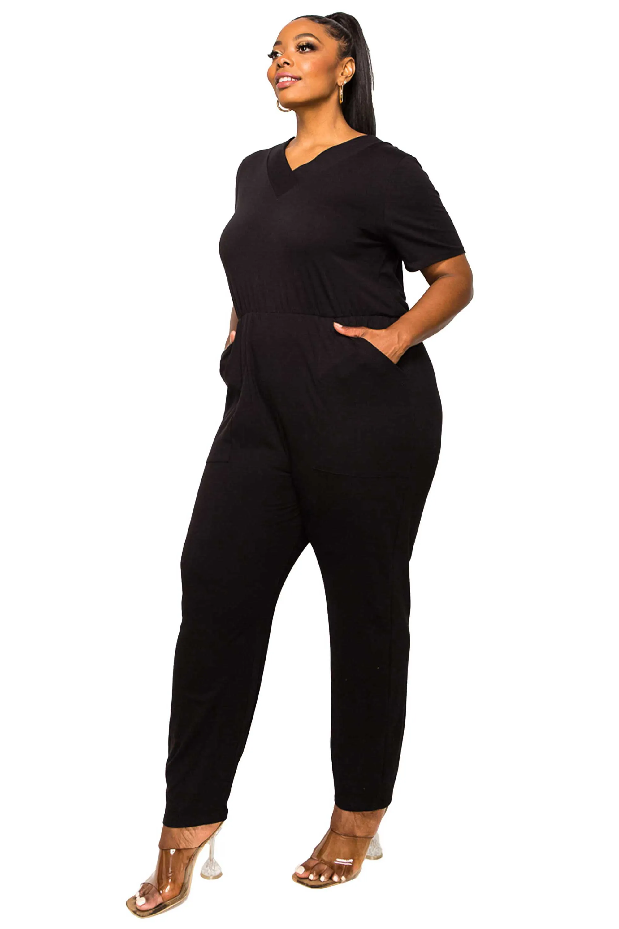 Gineva V Neck Pocket Jumpsuit