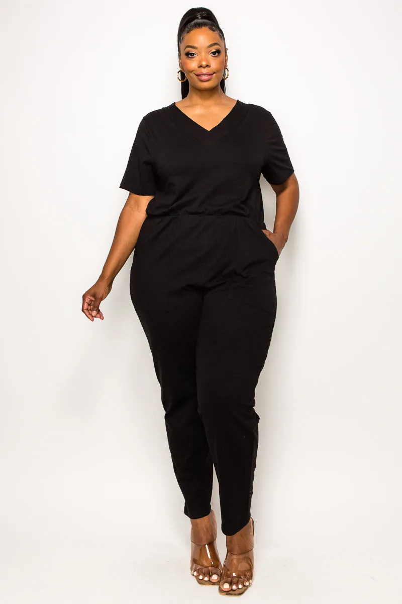 Gineva V Neck Pocket Jumpsuit