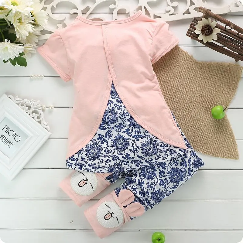 Girls Rabbit T-shirt Pants 2 Pcs Set