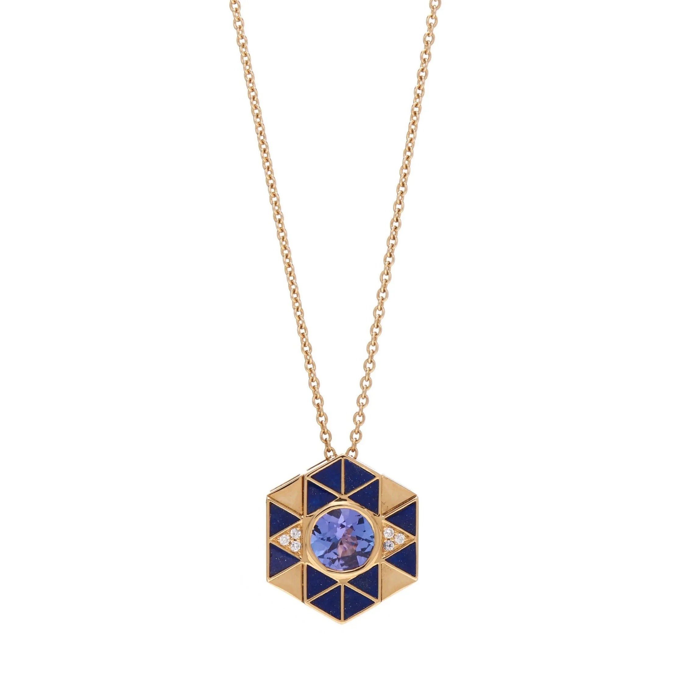 Harwell Godfrey 18k Evil Eye Pendant Necklace, Lapis & Tanzanite 18