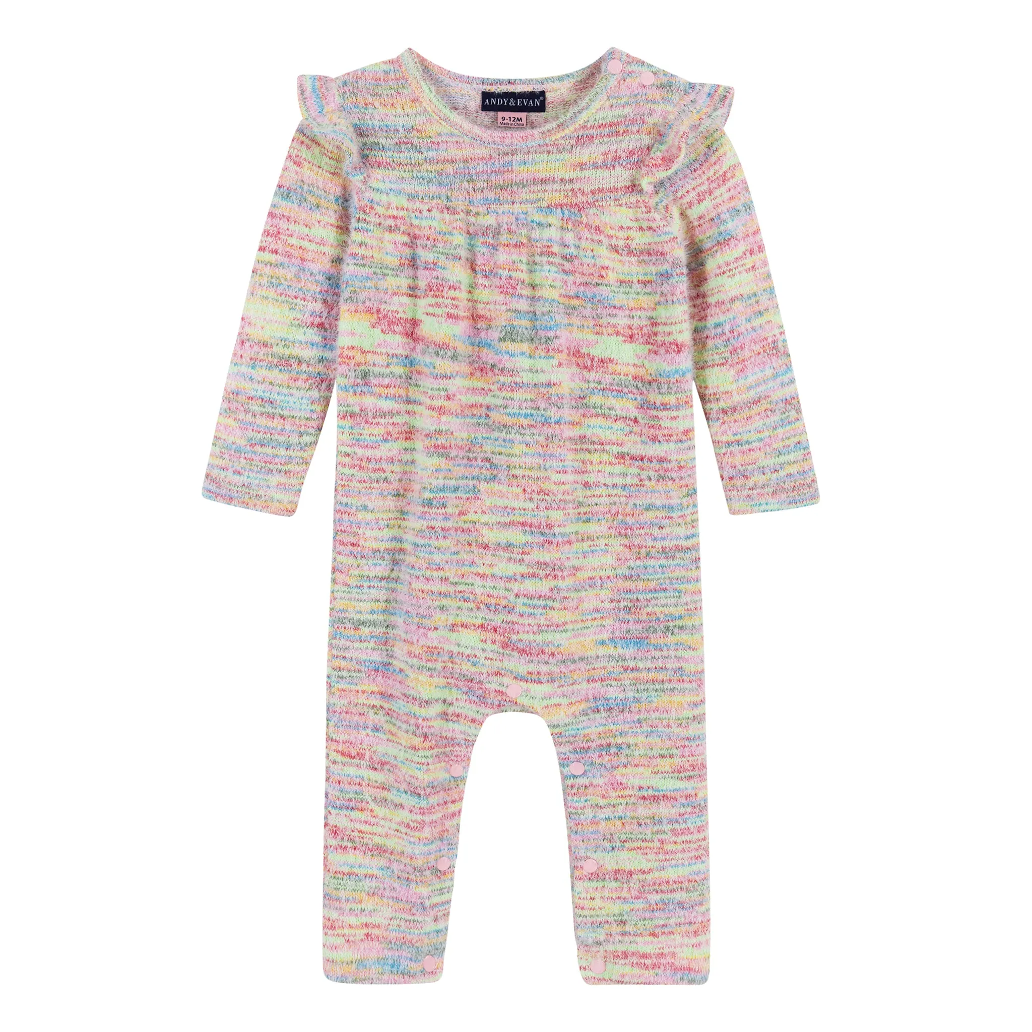 Infant Multicolor Knit Romper W/Headband Set  | Pink