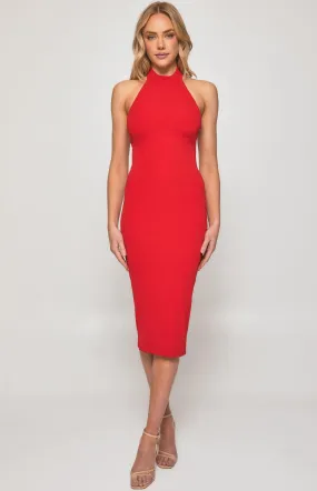 Jersey Halter Neck Dress - Red