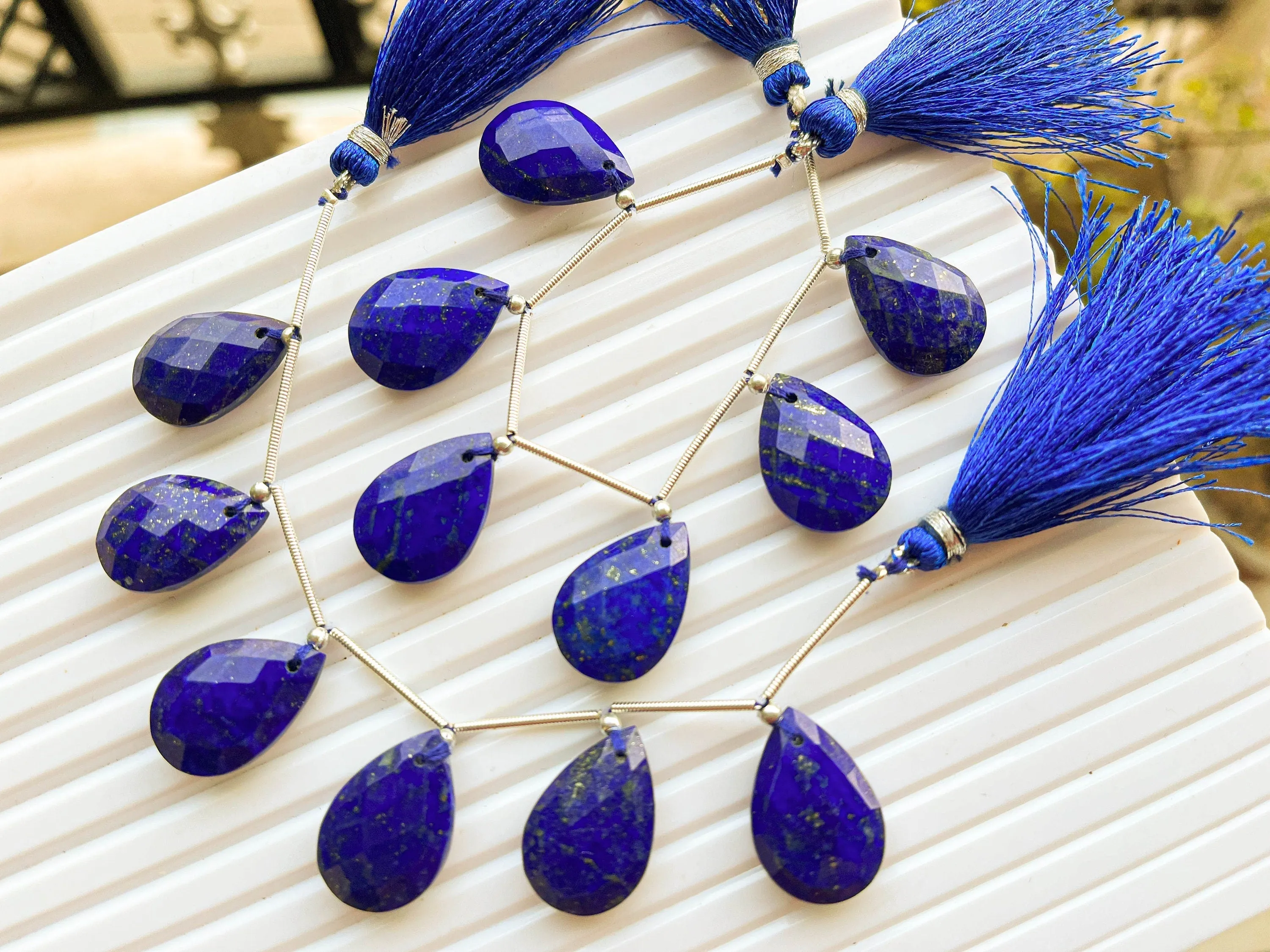 Lapis Lazuli Pear Shape Faceted Briolette Beads