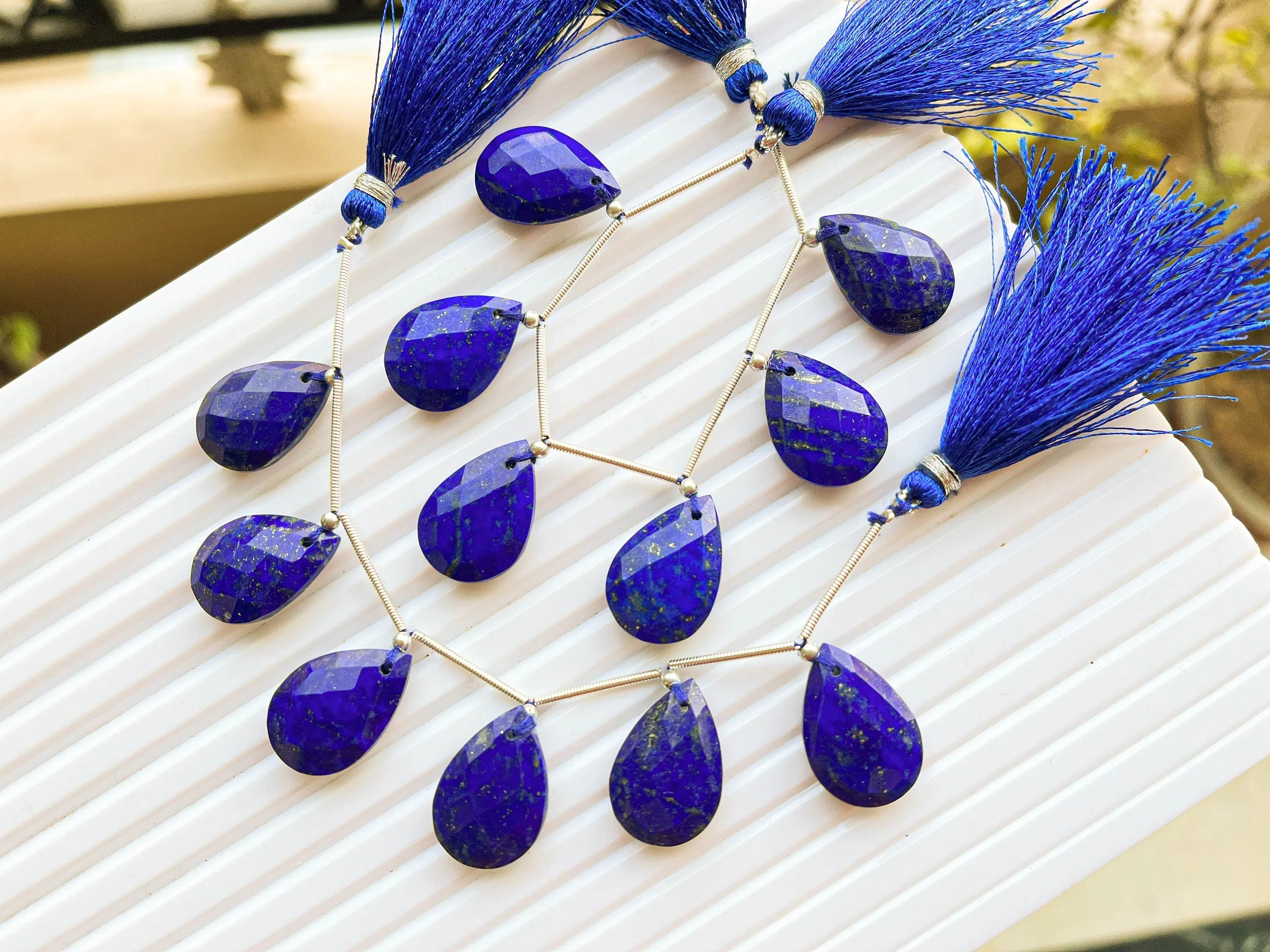 Lapis Lazuli Pear Shape Faceted Briolette Beads