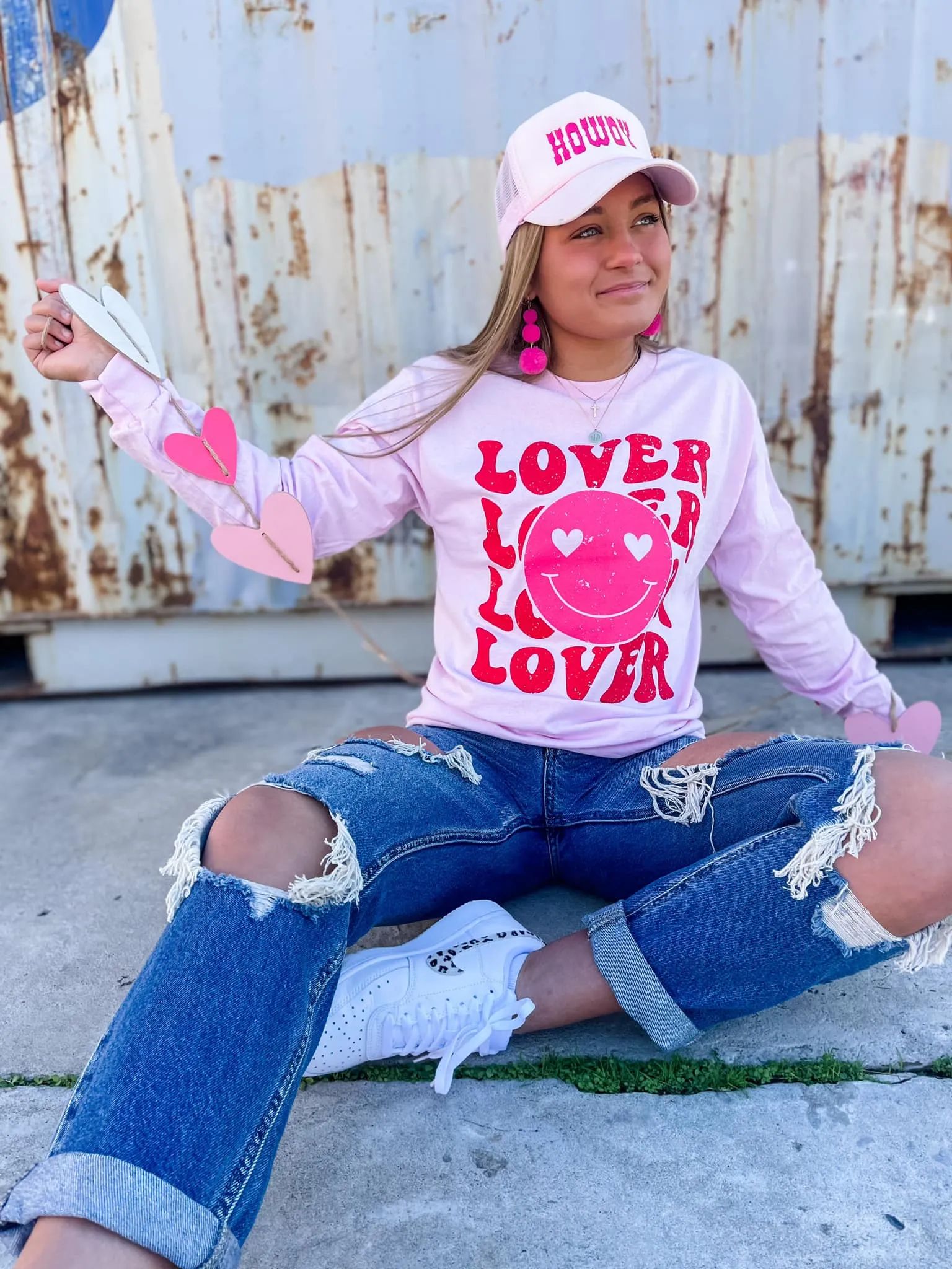 {LOVER LOVER LOVER} Bubble Gum Pink Long-Sleeve Tee