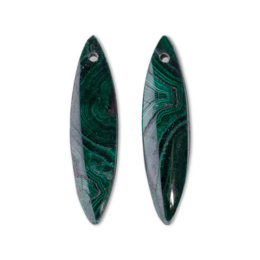 Malachite 10x40mm Marquis Pair - Pendant