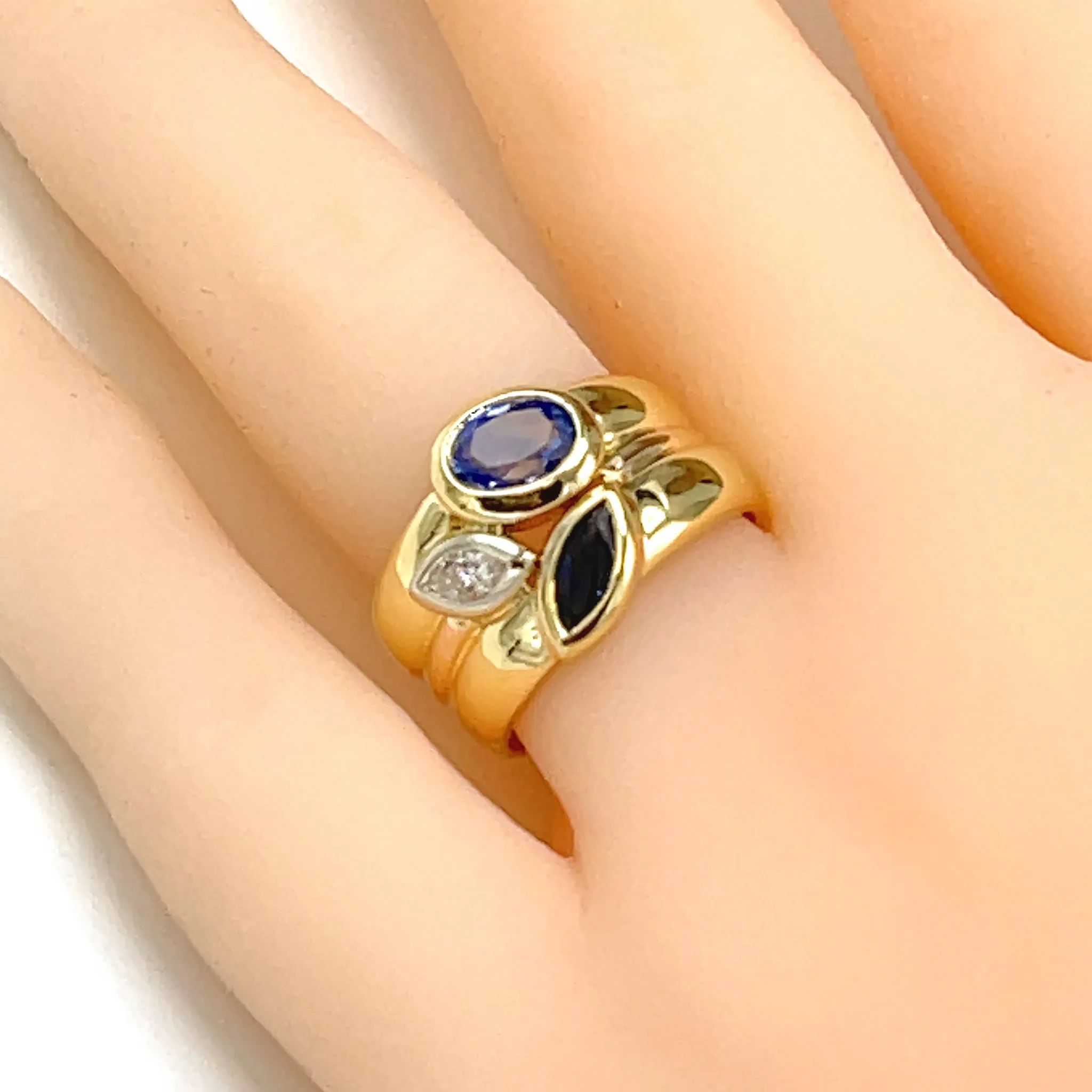 Manfredi Diamond & Sapphire Double-Ring in 18k Gold