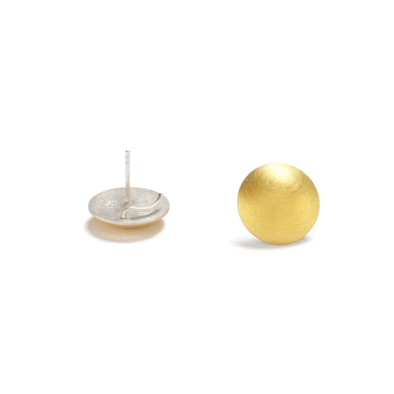 Medium Silver and Gold Dome Earrings