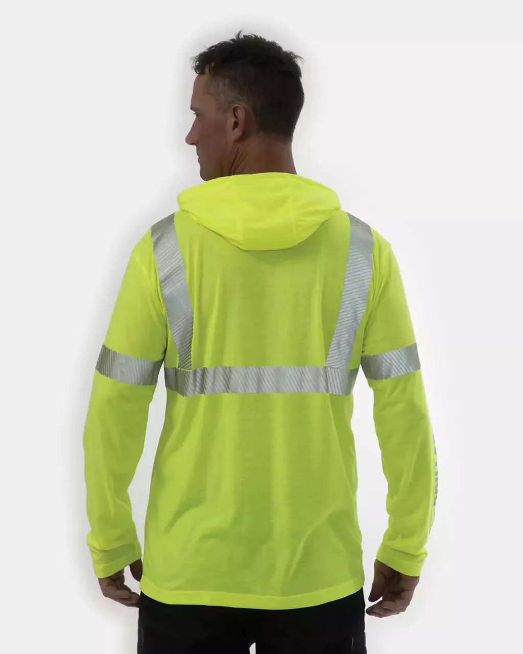 Men's ANSI Hi-Vis UPF Hooded Long Sleeve T-Shirt