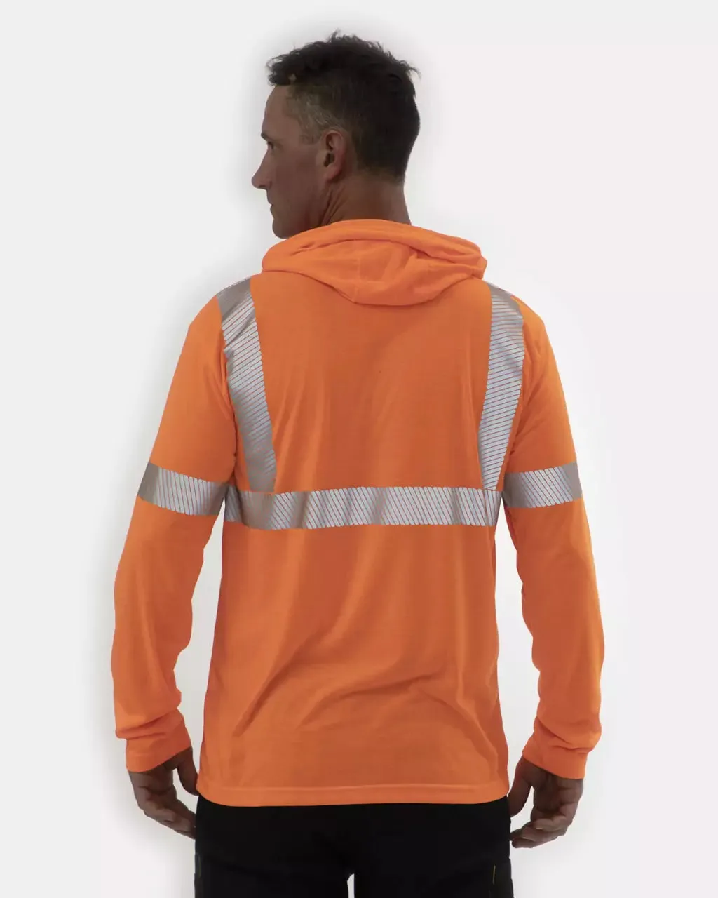 Men's ANSI Hi-Vis UPF Hooded Long Sleeve T-Shirt