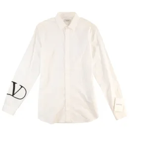 Men's V Long Sleeve Shirt White Size M