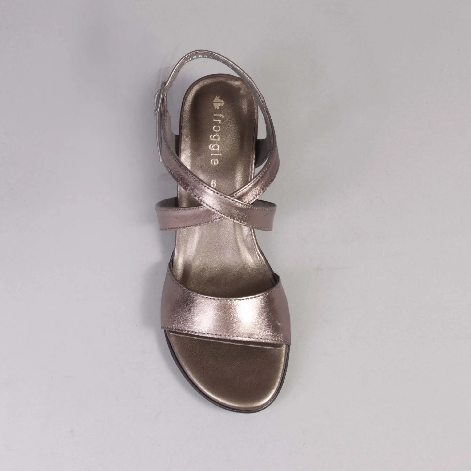 Mid Heel Sandal in Lead Metallic - 12553