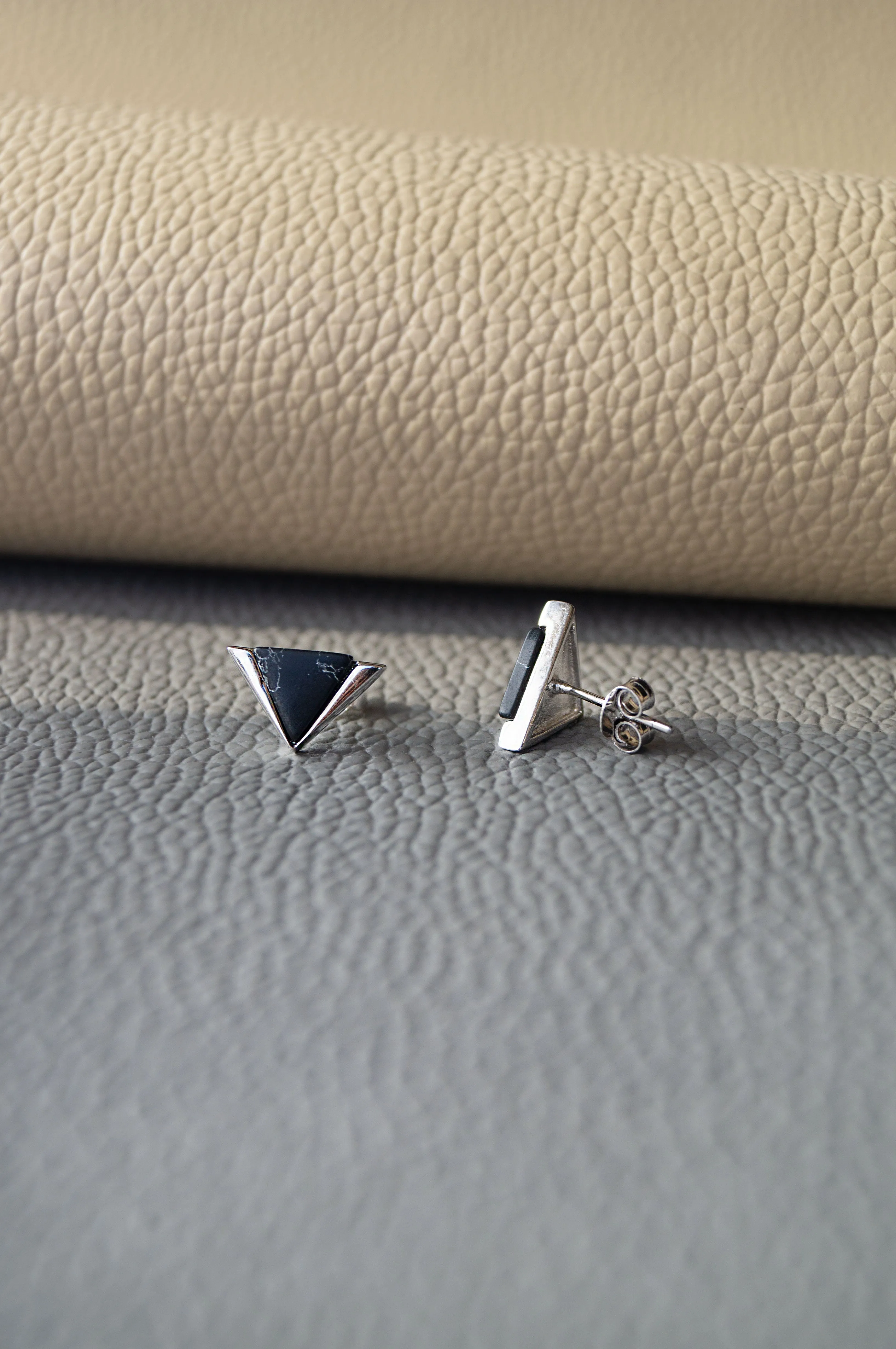 Minaret Triangle Sterling Silver Stud Earrings