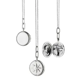 Monica Rich Kosann Adventure Global Compass Travel White Sapphire Locket